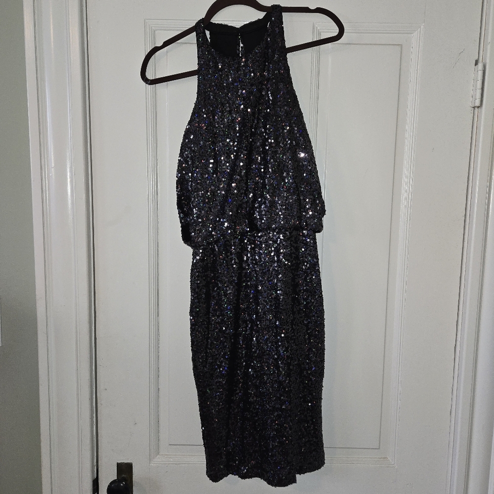 Badgley Mischka Black Sequin Gown